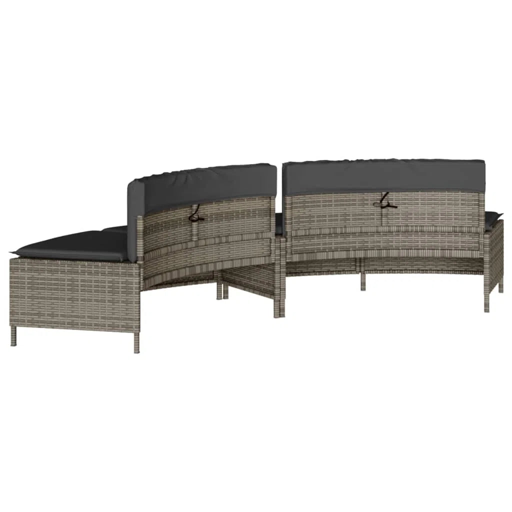 Surround Hot Tub Bench with cushion Poly Rattan-Grey