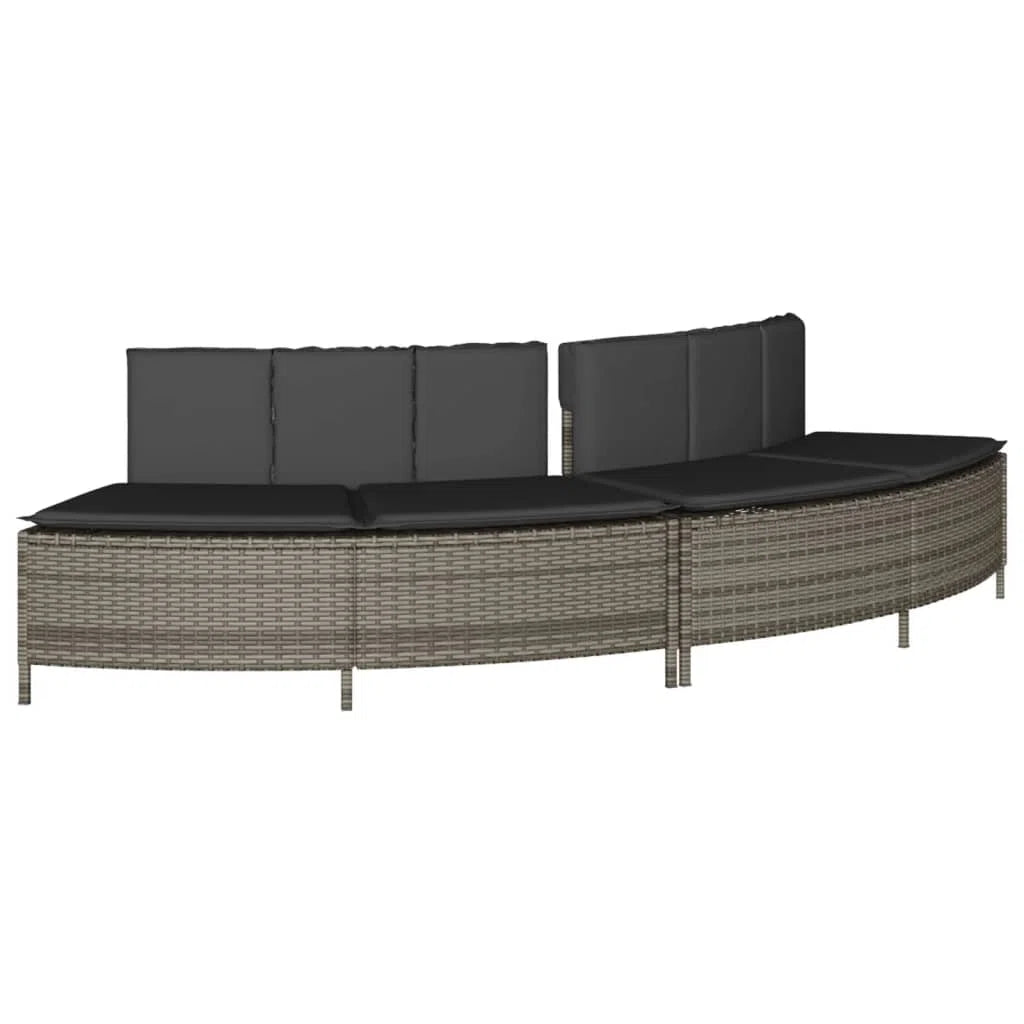Surround Hot Tub Bench with cushion Poly Rattan-Grey