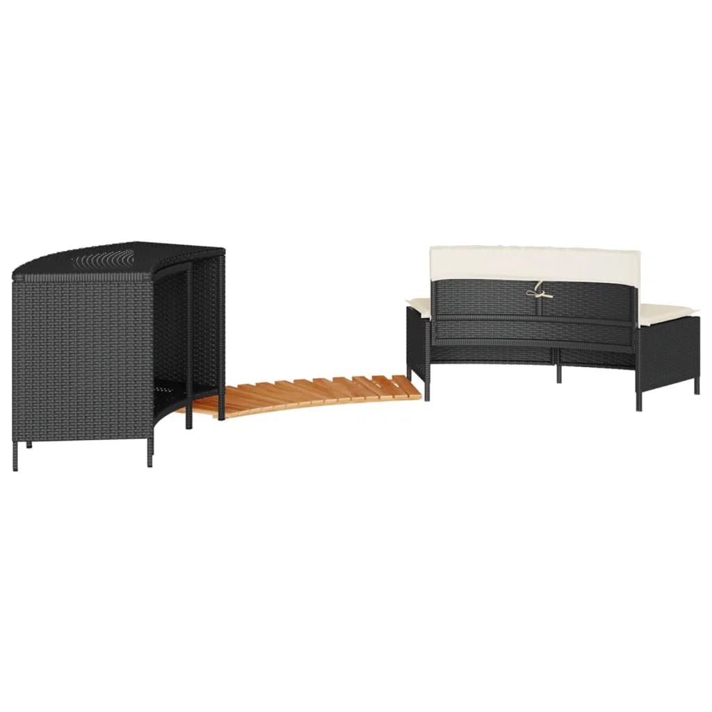 Surround Set- Grey Poly Rattan and Solid wood step