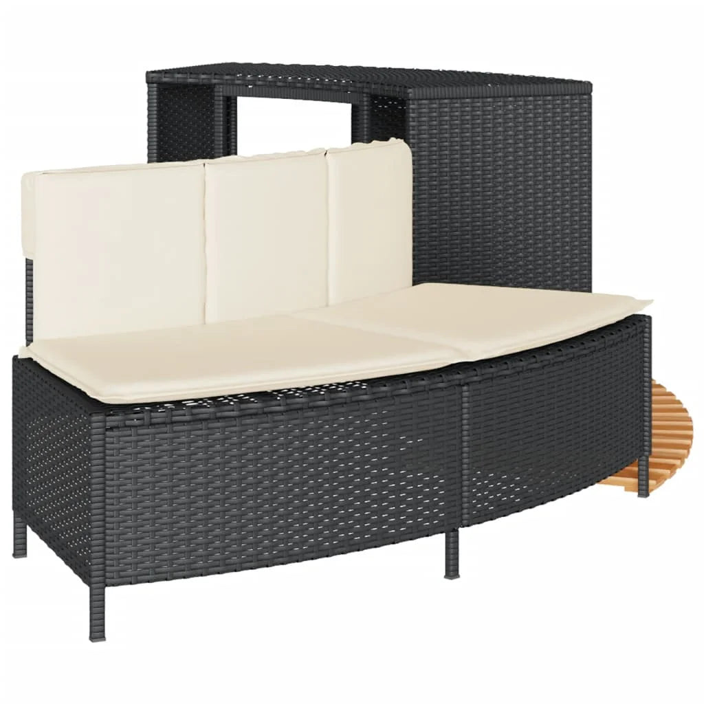 Surround Set- Grey Poly Rattan and Solid wood step