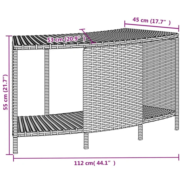 Surround- Poly Rattan storage shelf for round hot tubs- Grey